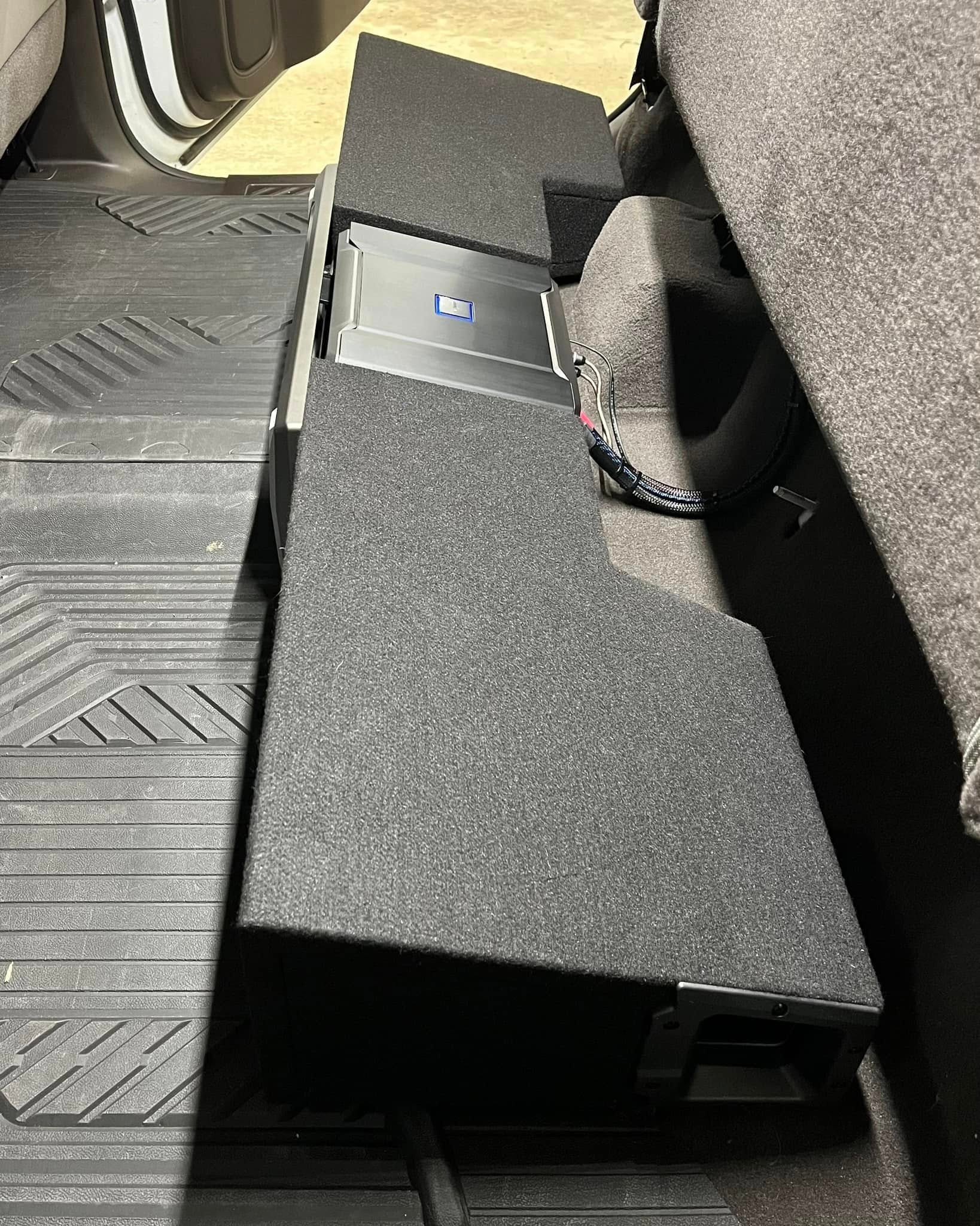 Custom Alpine Dual 8" subwoofer enclosure build in Chevy Silverado — JH Audio Bowling Green VA